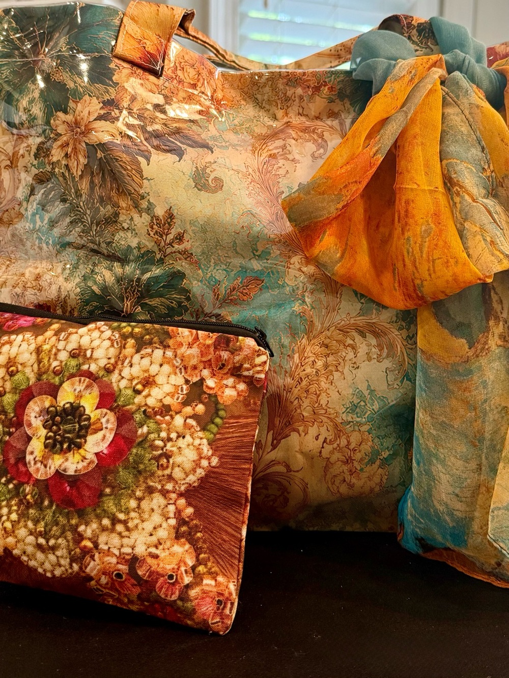 3 piece Luxury Artistic Vintage Inspired Handbag ensemble.